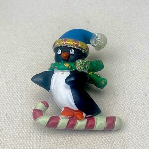 Vintage Penguin Christmas Brooch Pin Handmade